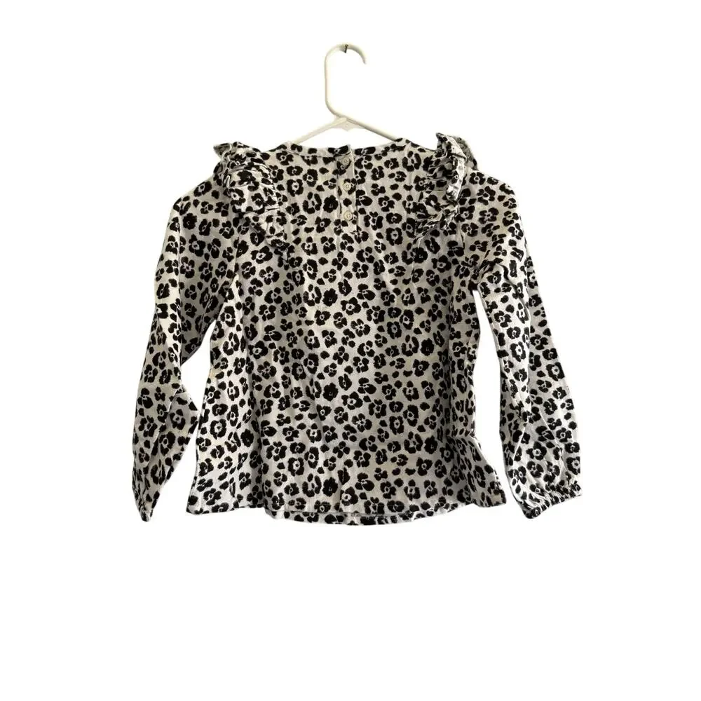 NWT Nordstrom Tucker + Tate Ivory Animal Floral Ruffle Long Sleeve Top Youth 7